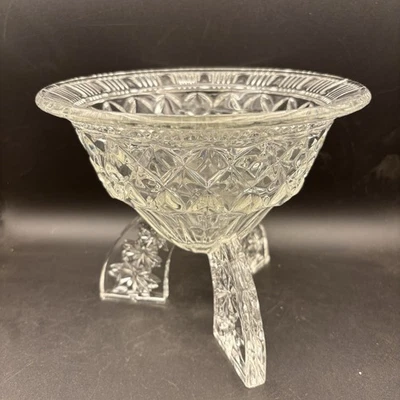 Rocket Footed Vase 15cm x 18cm Large Clear Art Deco Bohemian Conical Cut Glass - Image 1 of 4