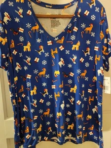 Jollidays Damen Gr. XL Weihnachten T-Shirt mit Hunden. Kurzarm Neu Mit Etikett - Bild 1 von 5