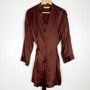 Victorias Secret Silk Gown With Robe Brown Medium Women Xs Small Set Two Piece - Picture 1 of 9