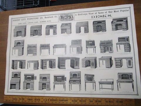 Original 1890's Antique Oak Roll Top Desk FOREST CITY FURNITURE CO 38x25 Poster Cover