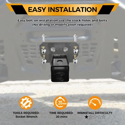 2" Black UTV Front RECEIVER HITCH For Polaris Ranger 1000 XP /Crew 2018-2025 - Imagem 1 de 4