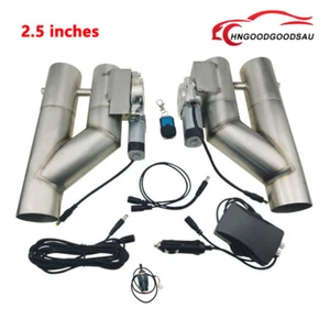 2.5" Double Electric Exhaust Dual Valve Y Pipe Kit Manual Control&Remote Switch - Picture 1 of 18