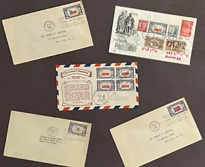 StampTLC US 909 910 911 921 Blocco 1313 bandiera FDC Overrun Polonia Chicago Pent Arts - Foto 1 di 2