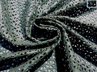 lambskin leather hide skin Dark Green Abstract Laser Cut Perforated - Image 1 of 4