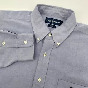 Ralph Lauren Blake Herren Large Baumwolle Einfarbig Blau Langarm Button Down Hemd - Bild 1 von 4