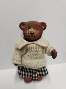 Vintage Russ Berrie Town Bear Plaid Skirt Sweater - Picture 1 of 3