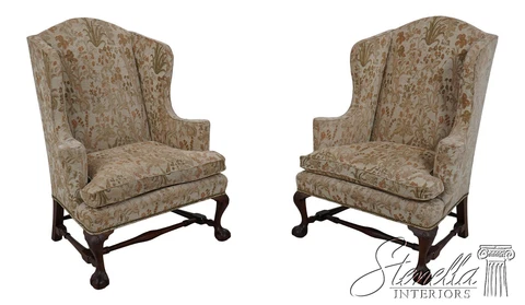 60092EC: Pair KITTINGER Historic Newport HN-9 Clawfoot Wing Chairs Cover