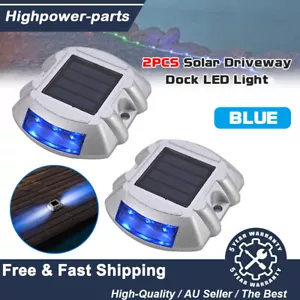 2PCS Solar Driveway Lights Blue Deck Pathway Solar Dock LED Light Safety Light - Picture 1 of 13