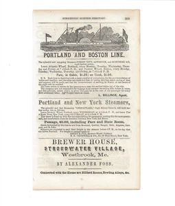 Vintage Antique 1800's Ocean Ship Travel - Portland and Boston Line Steamship Ad - Picture 1 of 2