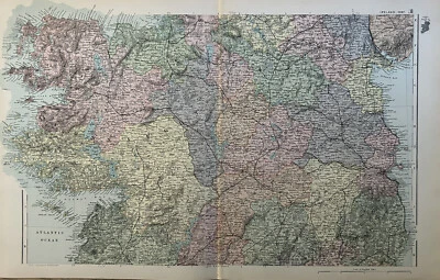 Mapa antiguo original de Irlanda Central de 1893 de G.W. Tocino Foto 1 de 3