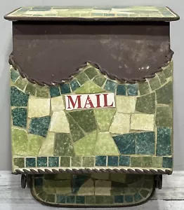 Cassetta postale da parete mosaico piastrelle verdi casetta vintage fatta a mano - Foto 1 di 19