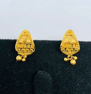 Traditional Indian Rajasthani Design Earrings with 22K BIS Hallmark Gold