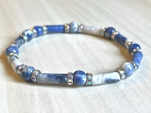 Pulsera Sodalita AZUL (En Elástico) 8mm AAA 7" pulgadas Piedra Genuina - Imagen 1 de 5