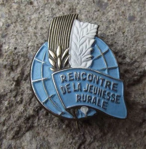 1950er Französisches Landwirtschaftstreffen Rencontre de la Jeunesse Rurale Weizen Pin Anstecker - Bild 1 von 4