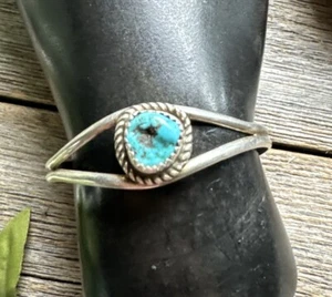Baby Navajo Sterling Silver Blue Turquoise Cuff Bracelet - Picture 1 of 12