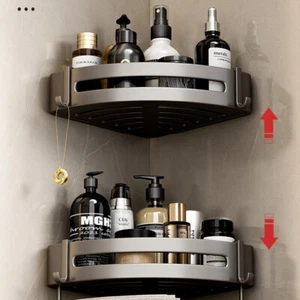 2pcs Corner Shower Caddy Bathroom Storage Shelf Rack Basket Organiser Tidy Tray - Picture 1 of 16