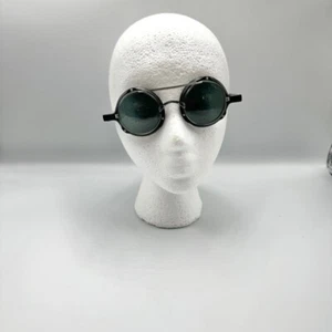 Vintage Sun Boy SB-05 STEAMPUNK CYBER Round Blinder SUNGLASSES Made in Italy - Picture 1 of 8