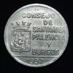 ZALDI2010 - CONSEJO SANTANDER , PALENCIA Y BURGOS , 1 PESETA DE 1937 - Photo 1 sur 2