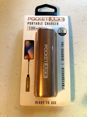 New - Sealed - Tzumi Pocket Juice Portable Charger 2000 mAh - Rose Gold  - Image 1 of 3