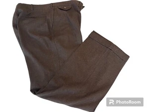 Mens Cuffed Bottom Brown 100% Wool Pants Trousers Size 36 See Measurements - Picture 1 of 7