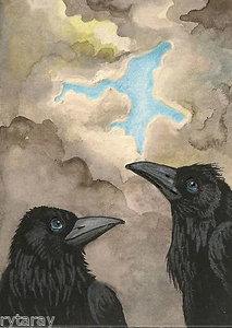 IMPRESIÓN DE ARTE DE PINTURA ACEO RYTA CUERVO ESPERANZA MEDITACIÓN GÓTICA NUBES PRIMAVERA - Imagen 1 de 1