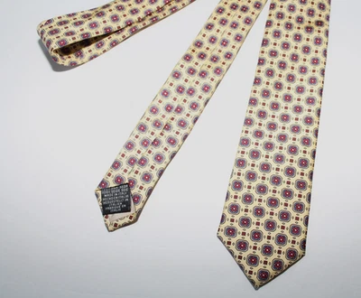 Leonardo Strelli Silk Tie Skinny Yellow Preppy Ivy League 2.5" Italy - Image 1 of 3