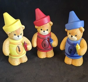 Enesco Lucy Bear Back To School Crayon Set. Teacher Gift. Set Of 3 1990 - Picture 1 of 12