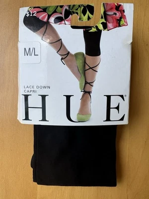 Nuevas Medias Capri HUE Negras Opacas Con Cordones Adulto M/L Foto 1 de 3