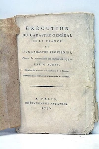 Exécution du Cadastre Général de la France répartition des impôts Paris 1790 - Imagen 1 de 12