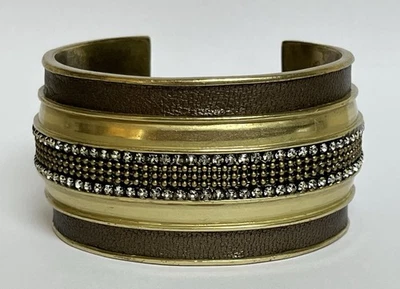 Brazalete SILPADA KR Cristal Swarovski Cuero Latón KRB0005 1.75" Ancho Foto 1 de 4