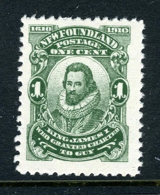NEWFOUNDLAND Scott 87xii - NH - 1¢ Deep Green King James I with "NFW" (.015) - Image 1 of 2