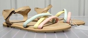 Cat & Jack Anja Pastel Multi Color Straps Footbed Sandals -- Big Girls' Size 4 - Picture 1 of 7