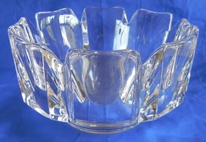Orrefors "Corona" Crystal Bowl #4384-13, 8 Panel, 7 1/2" x 4 1/8", Sweden, VG - Picture 1 of 9