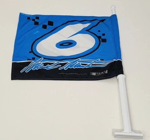 Mark Martin #6 NASCAR 2-Sided 13x10.5" Car Flag Wincraft Stand Made in USA EUC Cover