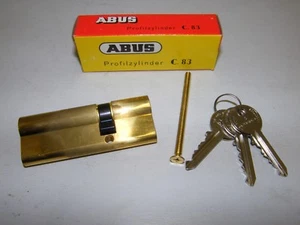 Abus C83 Profile Cylinder Brass Polished Length 30/55 Door Cylinder with 3 Keys - Picture 1 of 4