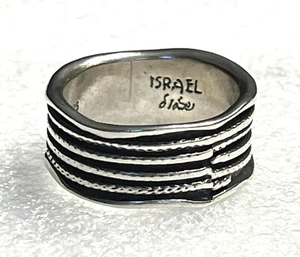 NUEVO SIN ETIQUETAS ANILLO SHABLOOL DIDAE PLATA ESTERLINA 925 BANDA TEXTURIZADA TALLA 7 HECHO EN ISRAEL - Imagen 1 de 6