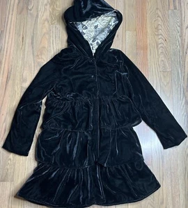 Mustard Pie Velour/Velvet Jacket Coat Black Ruffle Girls Sz 12 - Picture 1 of 7