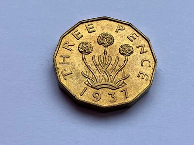 Tres peniques de prueba 1937 - George VI latón 6,8 g ⌀ 21,8 mm KM# 849, Sp# 4112 Foto 1 de 4