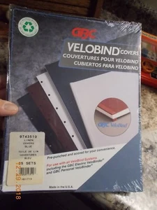 GBC VeloBind Linen Covers 9743510, Blue, New Pack of 25 sets Pre-Punched &Scored - Picture 1 of 4