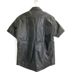 GIANNI VERSACE Black leather short sleeve shirt jacket Jacket 48 black - Picture 1 of 10
