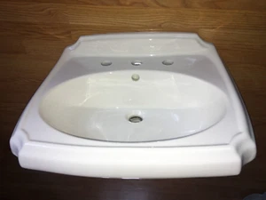White American Standard Antiquity Pedestal Sink Basin w/ Widespread Faucet Holes - Picture 1 of 11