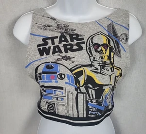 Star Wars XL Halter Top NWOT Gray Bra C3PO R2D2 Crop top Girls - Picture 1 of 5