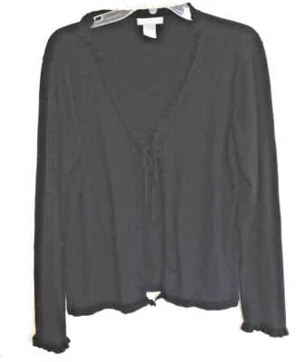 DEANE & белый женщин черный кардиган размер L большой галстук спереди - Изображение 1 из 3