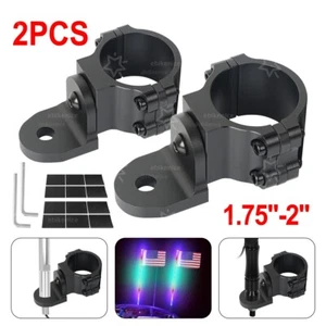 2x Mount Brackets For UTV ATV RZR LED Whip Light Bar 1.75" to 2" Rollbar Cage - Picture 1 of 8