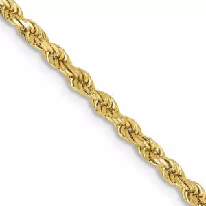 10K Yellow Gold 2.5mm Semi-Solid Rope Chain Bracelet 1.02g for Mom - Picture 1 of 5