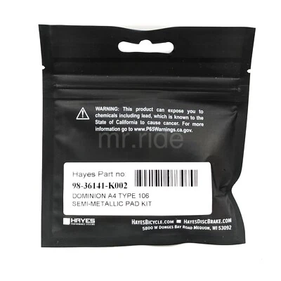 KIT PASTILLAS FRENO SEMIMETÁLICAS HAYES 98-36141-K002 DOMINION A4 TIPO 106, T106 Foto 1 de 4