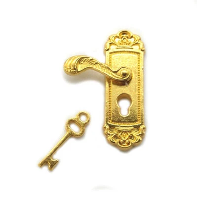 Miniature Left Gold Door Lock key Dollhouse Doorknob DIY Accessories K006-L - Image 1 of 3