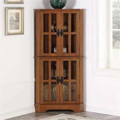 Coaster Coreosis 4-shelf Wood Corner Curio Cabinet Golden Brown - Image 1 of 4