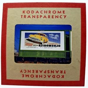 Kodachrome Red Border Slide | *1949* OLDSMOBILE FUTURAMIC CAR Billboard Sign Ad - Picture 1 of 3