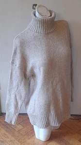 H&M L.o.g.g Oatmeal Alpaca Wool Knit Chunky Turtleneck Jumper M - Picture 1 of 5